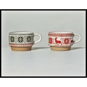 NWT Hearth & Hand Stoneware Fair Isle Cozy Comfy Mug Set 2022 Magnolia New OOS